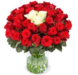 Herzklopfen mit dem Rosenstrauß in Rot und Weiß für nur 30,48€