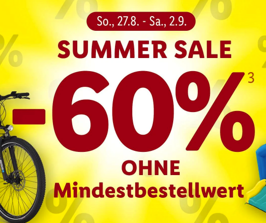 Satte 60% Extra-Rabatt auf viele ausgewählte Artikel im Lidl Summer Sale