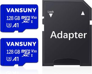 2 Vansuny 128GB Micro-SD-Karten mit SD-Adapter und bis zu 95MB/s Lesegeschwindigkeit für 13,49€