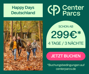 Endet morgen! Center Parcs Happy Days Deutschland Angebot z.B. 4 Tage / 3 Nächte schon ab 299€ für 4 Personen