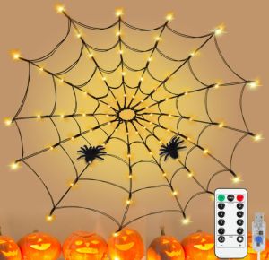 Jopassy Halloween Spinnennetz Lichterkette mit 70 LEDs für 13,99€