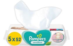 Pampers Sensitive Baby Feuchttücher 260 Tücher 5 x 52 ohne Duft für nur 5,55€ (statt 8,39€)