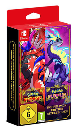 Pokémon Karmesin und Pokémon Purpur-Doppelpack-Edition + SteelBook ab 96,01€ inkl. Versand (statt 160€)