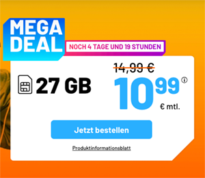 Die Sim.de Allnet Flat – z.B. 4 GB Allnet Tarif für 4,99€ mtl. oder 27 GB für 10,99€