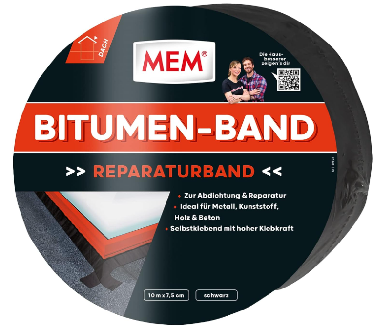 MEM Bitumen-Band, Selbstklebendes Dichtungsband, UV-beständige Schutzfolie für nur 10,89€ bei Prime inkl. Versand
