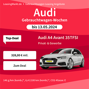 Audi Gebrauchtwagen-Wochen bei LeasingMarkt.de mit Privat- und Gewerbeleasing-Deals ab 195€ mtl.
