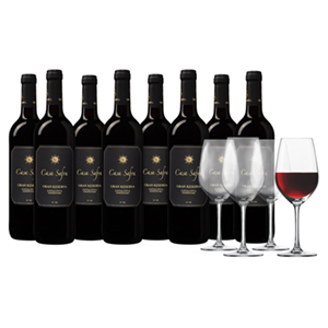 8 Flaschen Casa Safra Black Label Gran Reserva + 4 Gläser für 51,60€ – Weinbörse-Neukunden!