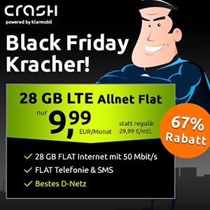 Letzter Tag: Crash Allnet-Flat mit 28 GB im Telekom Netz für 9,99€ mtl.