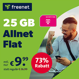 Letzte Chance: freenet Telekom LTE Allnet Flat mit 25 GB Daten für nur 9,99€ monatlich