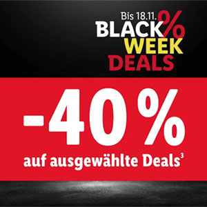 LIDL Black Week Deals mit 40% Extra-Rabatt auf viele ausgewählte Artikel