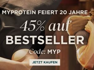45% Rabatt auf Bestseller bei MyProtein – Whey, Vitamine, Kleidung uvm.