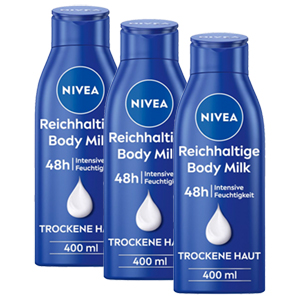 3x 400 ml NIVEA Reichhaltige Body Milk für nur 8,56€ (statt 10,95€) – Prime Spar-Abo