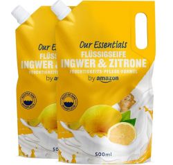 2er-Pack by Amazon Our Essentials Flüssigseife Ingwer & Zitrone Duft 500ml für nur 1,21€