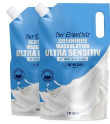 2er-Pack by Amazon seifenfreie Waschlotion Ultra Sensitiv mit einzigartigem Duft 500ml für nur 1,21€