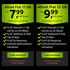 Die Crash Tarife im Vodafone Netz – z.B. Allnet-Flat mit 30 GB LTE für 7,99€ mtl.