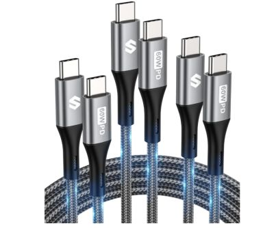 3er Pack Silkland USB C auf USB C Ladekabel (0,5m, 1m und 2m) für 6,29€