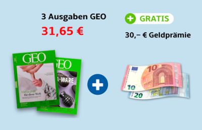 Knaller: 3 Ausgaben GEO für 31,25€ und dazu 30€ Verrechnungsscheck erhalten