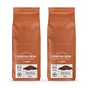 by Amazon 1 kg Espresso Crema Kaffeebohnen (2x 500 g) für nur 7,81€ – Prime Spar-Abo