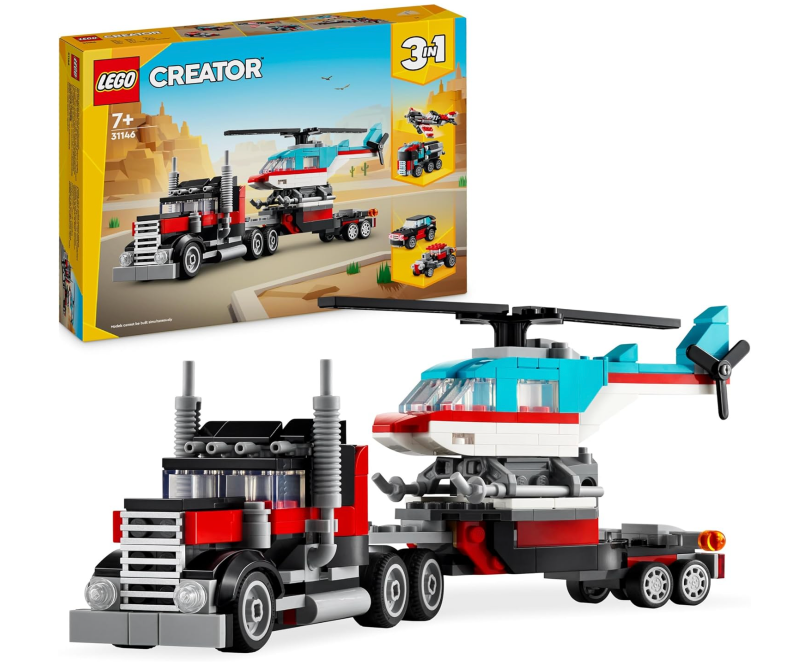 Wieder da: LEGO Creator 3in1 Tieflader mit Hubschrauber für nur 13,99€ bei Prime-Versand