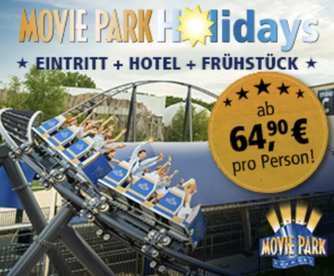 Movie Park Holidays: 1-2 Tage Eintritt inkl. Übernachtung mit Frühstück schon ab 64,90€ p.P.