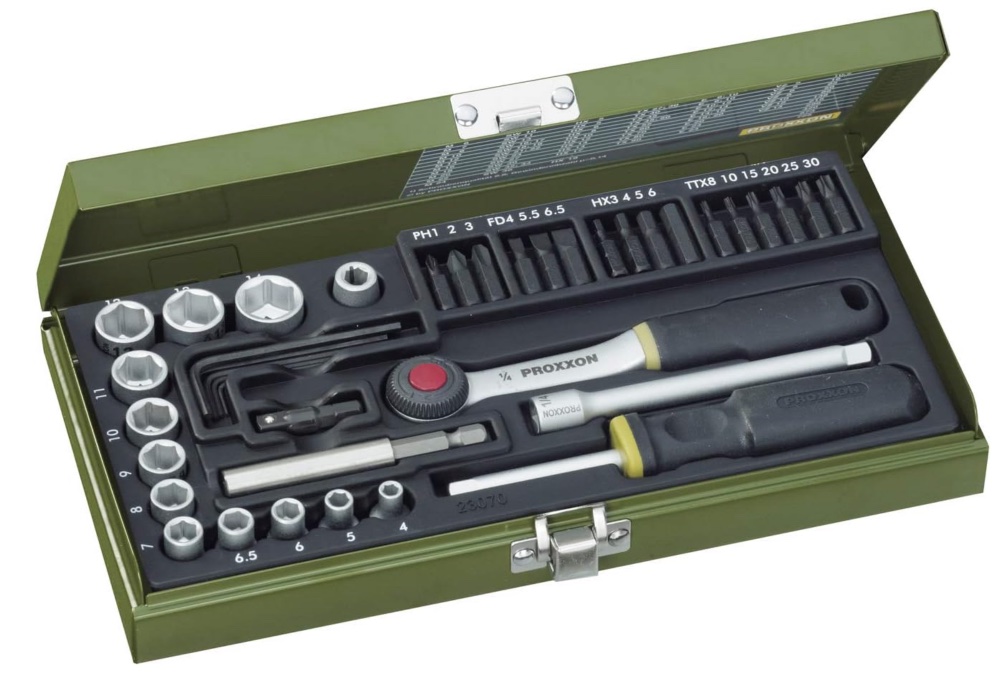 Proxxon 23070 Steckschlüssel- und Schraubersatz mit 6,3mm (1/4″) Antrieb für nur 31,02€