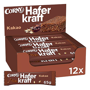 12x 65g Haferriegel Corny Haferkraft Kakao (Vollkorn & Vegan) für 10€ – Prime