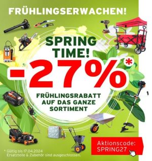27% Frühlings-Rabatt auf (fast) alle Artikel im Fuxtec Onlineshop!