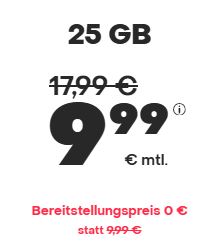 Handyvertrag.de LTE Allnet-Flat mit 25 GB für nur 9,99€ mtl. oder 50 GB für nur 19,99€ im Monat