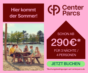 Center Parcs Sommer Aktion z.B. für 4 Personen / 3 Nächte schon ab 290€