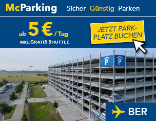Dauerbrenner: Gutschein bei McParking – 4€ Sofort-Rabatt für Parkplätze am Flughafen Berlin (BER)!