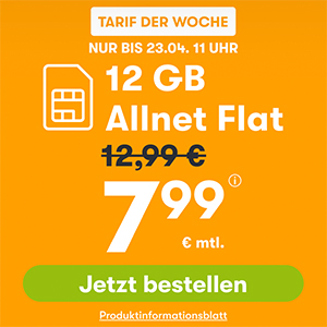 WinSIM Allnet-Flat z.B. mit 12 GB Datenvolumen für 7,99€ mtl. oder 60 GB für 22,99€
