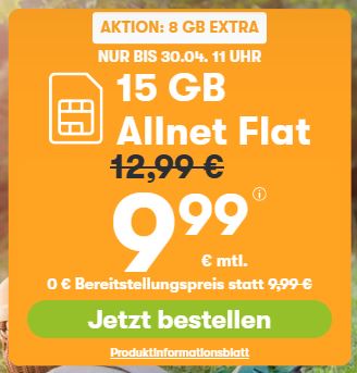 WinSIM Allnet-Flat z.B. mit 15 GB Datenvolumen für 9,99€ mtl. oder 60 GB für 22,99€