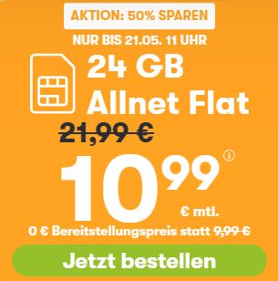 WinSIM Allnet-Flat z.B. mit 24 GB Datenvolumen für 10,99€ mtl. oder 60 GB für 22,99€