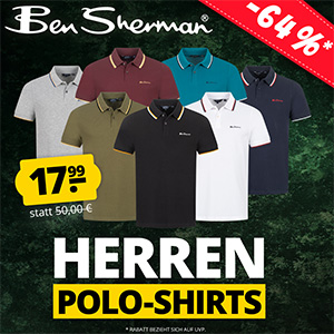 Ben Sherman Herren Polo-Shirts (14 Farben, S-2XL) für nur je 17,99€