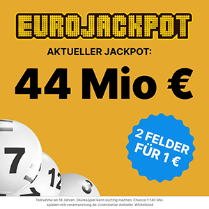 Heute 44 Mio. Eurojackpot – 2 Felder Eurojackpot für nur 1€ bei Tippland.de