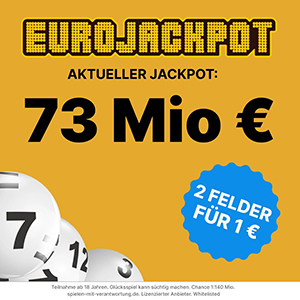 Morgen 73 Mio. Eurojackpot – 2 Felder Eurojackpot für nur 1€ bei Tippland.de