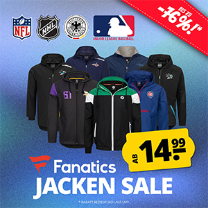 Großer Fanatics NFL, NHL, MLB Fanartikel Sale mit Jacken, Hoodies, Trikots & mehr