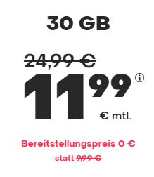 Handyvertrag.de LTE Allnet-Flat mit 30 GB für nur 11,99€ mtl. oder 70 GB für nur 24,99€ im Monat