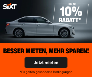 Doppelt sparen bei SIXT – Bis zu 10% Rabatt auf Mietwagen weltweit + 20% Rabatt bei SIXT ride