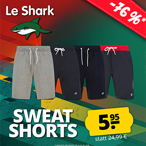 Le Shark Smarts Herren Sweat Shorts (24 Farben, S-XL) für nur 10,90€