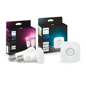 Philips Hue White and Col. Amb. LED E27 Lampen mit Hue Bridge für 69,99€ (statt 135,98€)