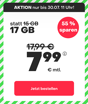 Handyvertrag.de LTE Allnet-Flat mit 17 GB für nur 7,99€ mtl. oder 60 GB für nur 19,99€ im Monat