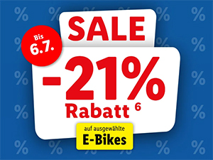 21% Extra-Rabatt auf ausgewählte E-Bikes im LIDL Onlineshop