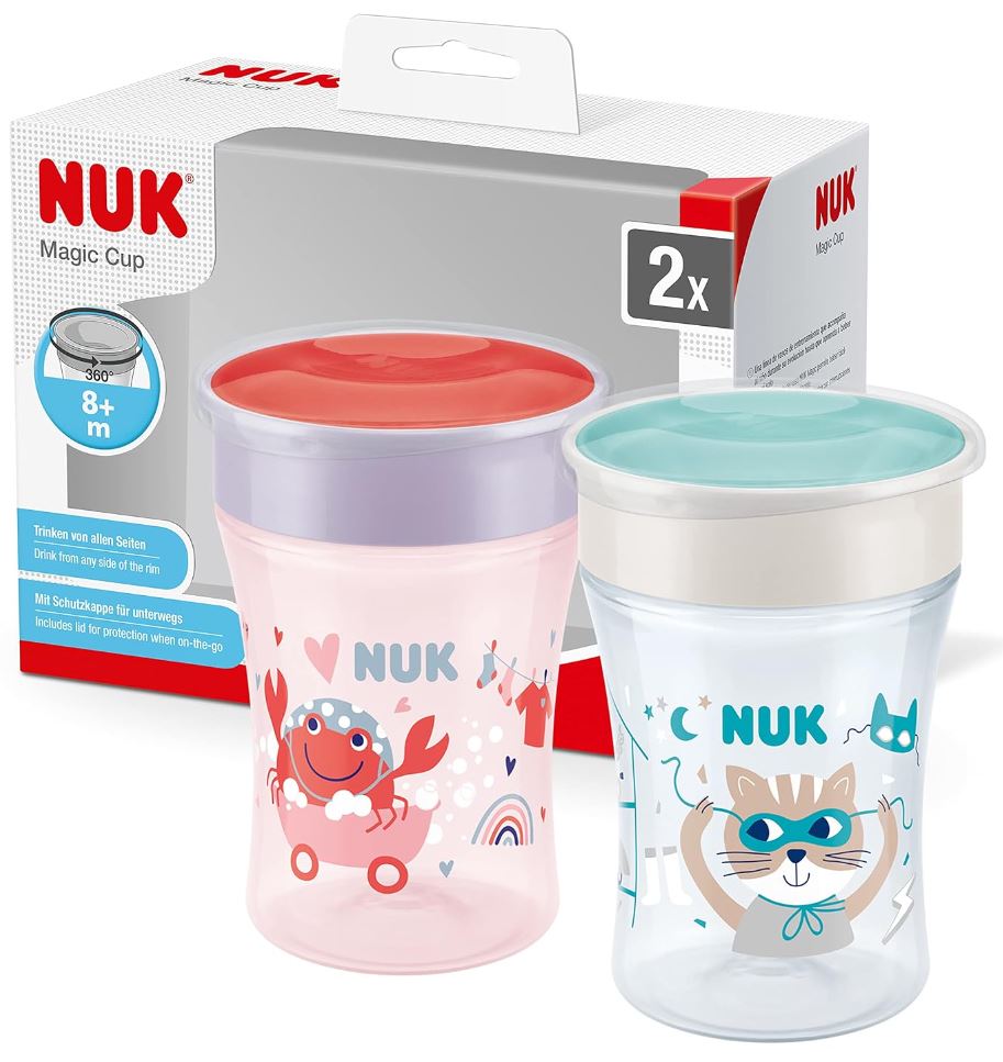 NUK Magic Cup Trinklernbecher, 230 ml, auslaufsicherer Trinkrand, 2 Stück für nur 15,99€ bei Prime-Versand