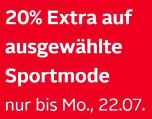 Nur bis Montag: 20% Extra-Rabatt auf ausgewählte Sportmode bei Otto.de