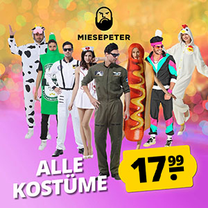 Viele verschiedene MIESEPETER Karnevals-Kostüme für nur je 17,99€