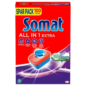 100er-Pack Somat All in 1 Extra Spülmaschinen Tabs für 12,04€ (statt 16€) – Prime