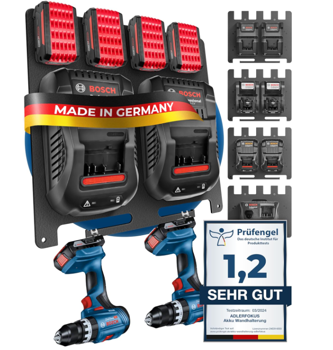 Adlerfokus Wandhalterung für Bosch Professional Akkus & Ladegeräte für nur 37,39€ bei Prime inkl. Versand