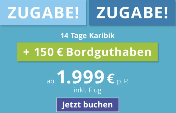 Nur noch bis 30.09.: 7 Tage AIDA Winterreisen schon ab 499€ p.P. und bis zu 250€ Bordguthaben pro Kabine