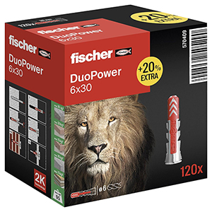 120er-Pack fischer DuoPower 6 x 30 Universaldübel für nur 5,98€ inkl. Prime-Versand